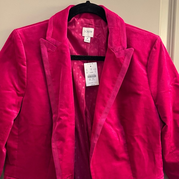 J. Crew Pink Velvet Blazer Jacket - Picture 3 of 7